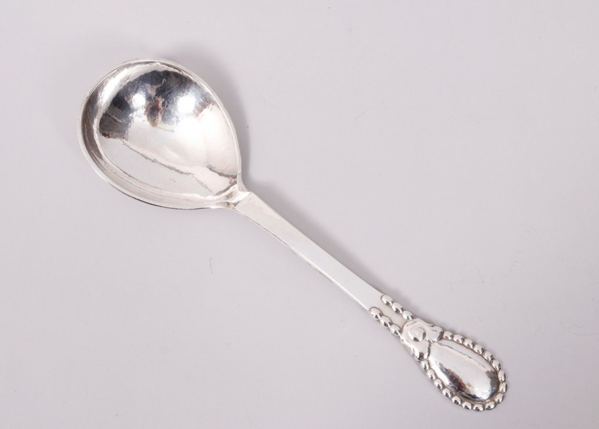 Large serving spoon, 830 silver, Evald Nielsen, Copenhagen, c. 1927