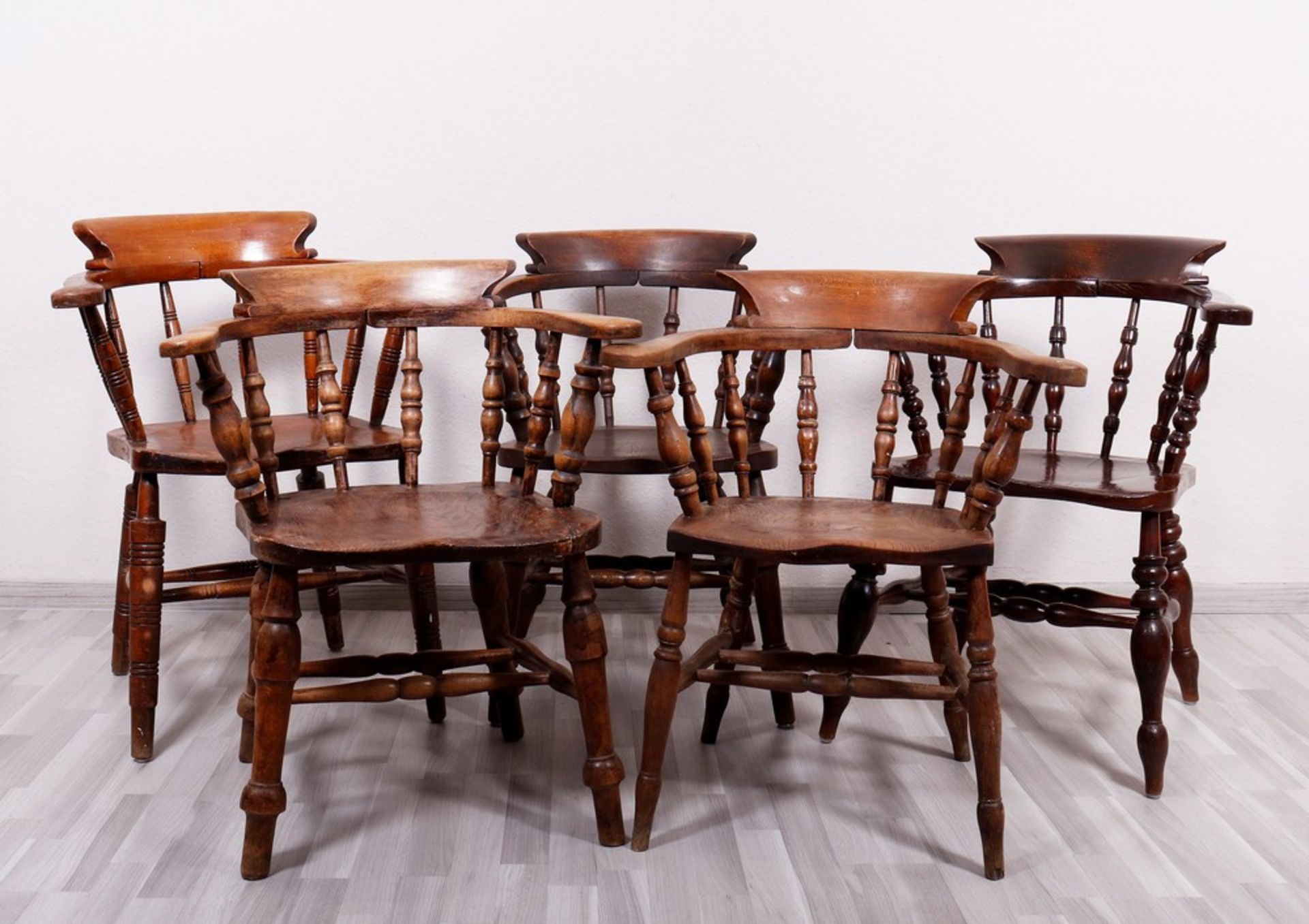 5 Smokers Chairs, England, 19th/20th C.