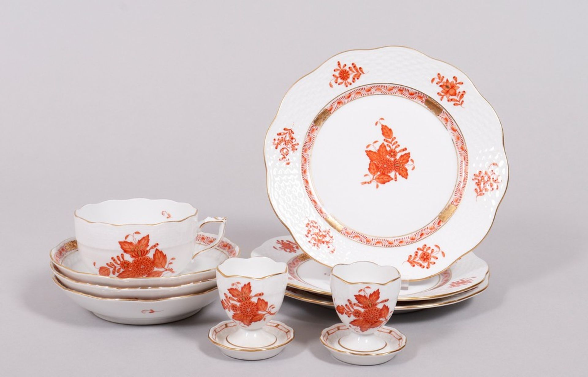 Coffee/tea service for 10 persons, Herend, Hungary, 20th C., decor "Apponyi orange", 39 pcs. - Image 10 of 10