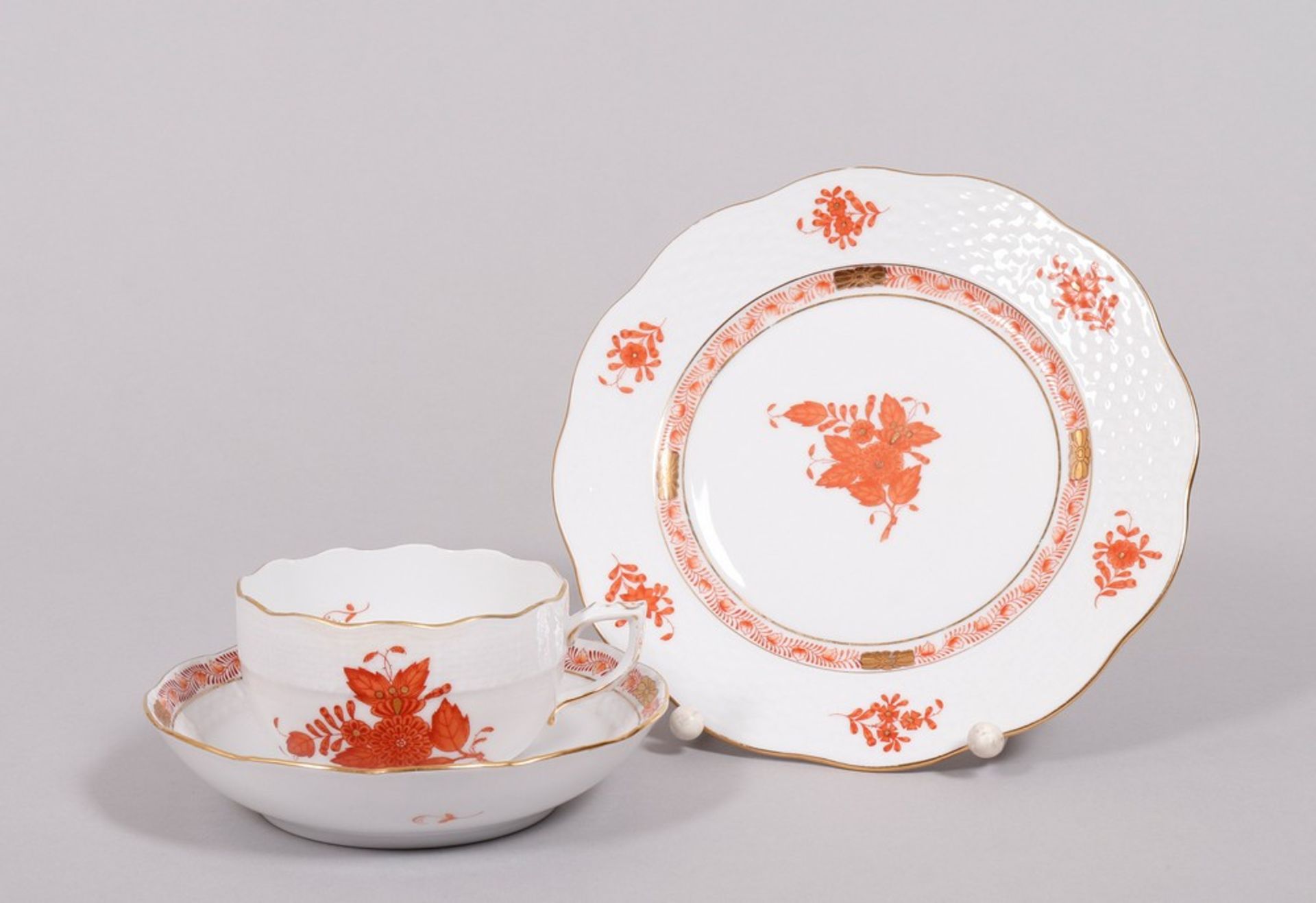 Coffee/tea service for 10 persons, Herend, Hungary, 20th C., decor "Apponyi orange", 39 pcs. - Image 7 of 10