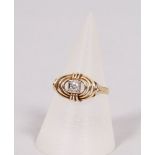 Art Déco-Ring, 585er Gold, zentral Brillant