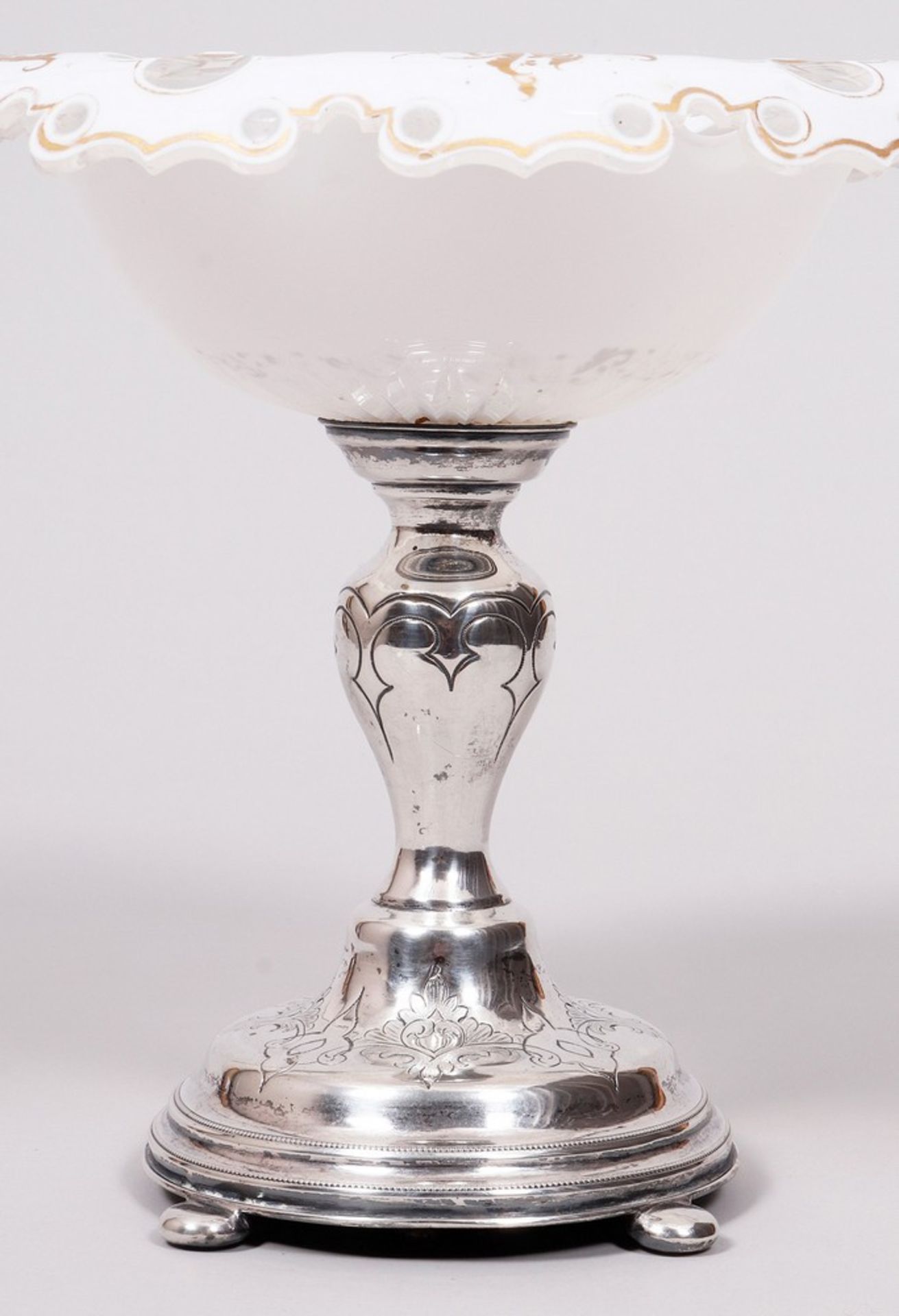 Biedermeier-Tafelaufsatz, Silber/Glas, Hamburg, 19.Jh.  - Bild 2 aus 4