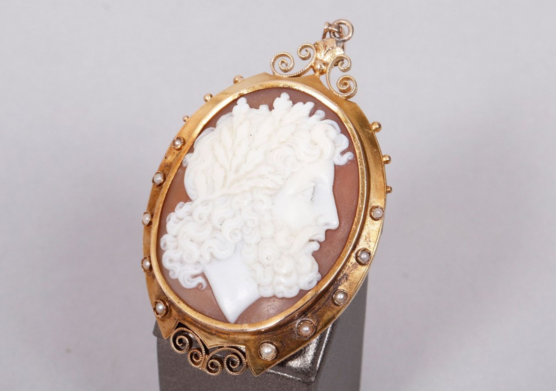 Large medallion pendant, cameo gem, around 1850 - Image 2 of 5