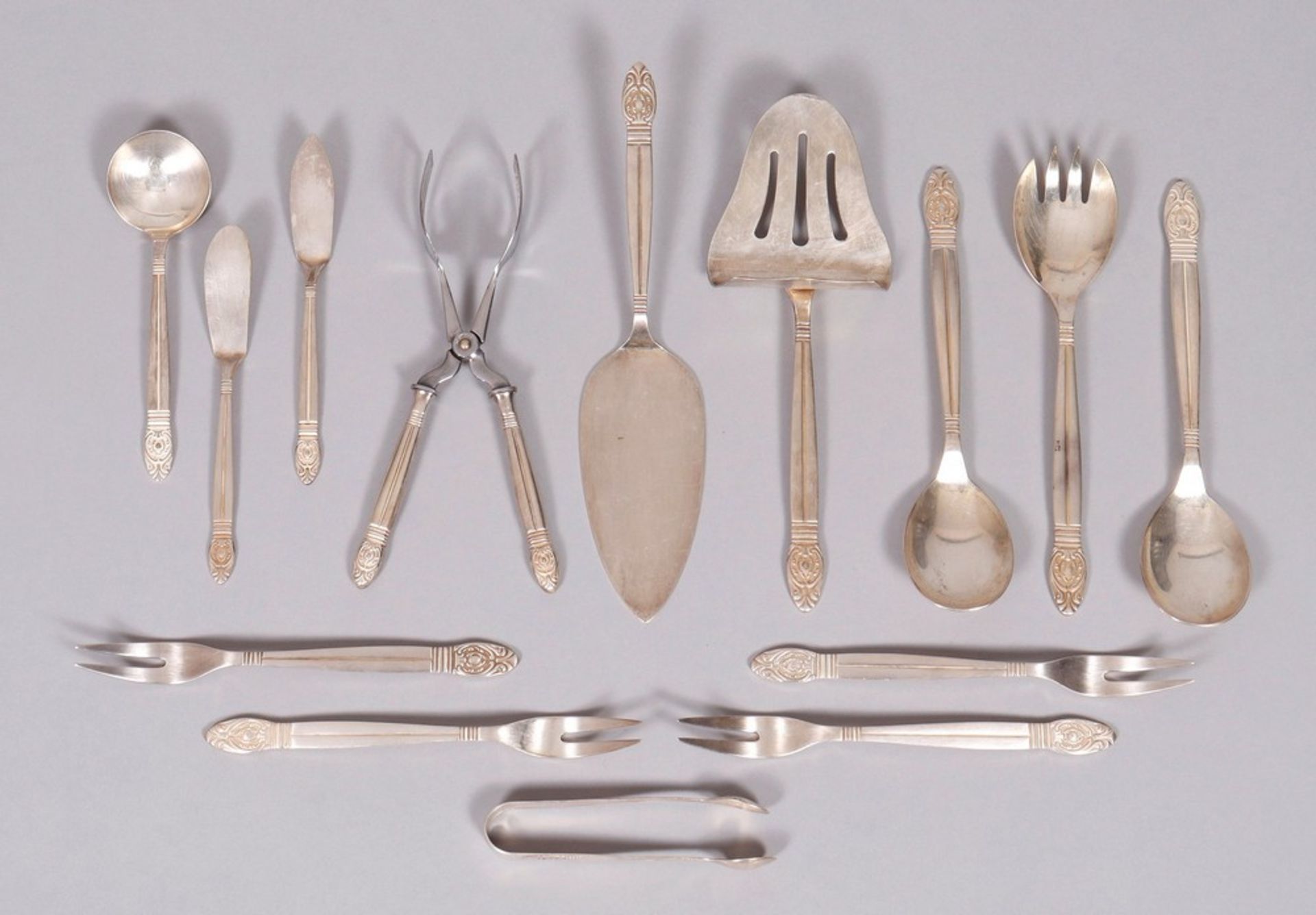 Dining and coffee cutlery for 6 people, 800 silver, Gustav Ebel, Solingen, 20th C.  - Image 4 of 6