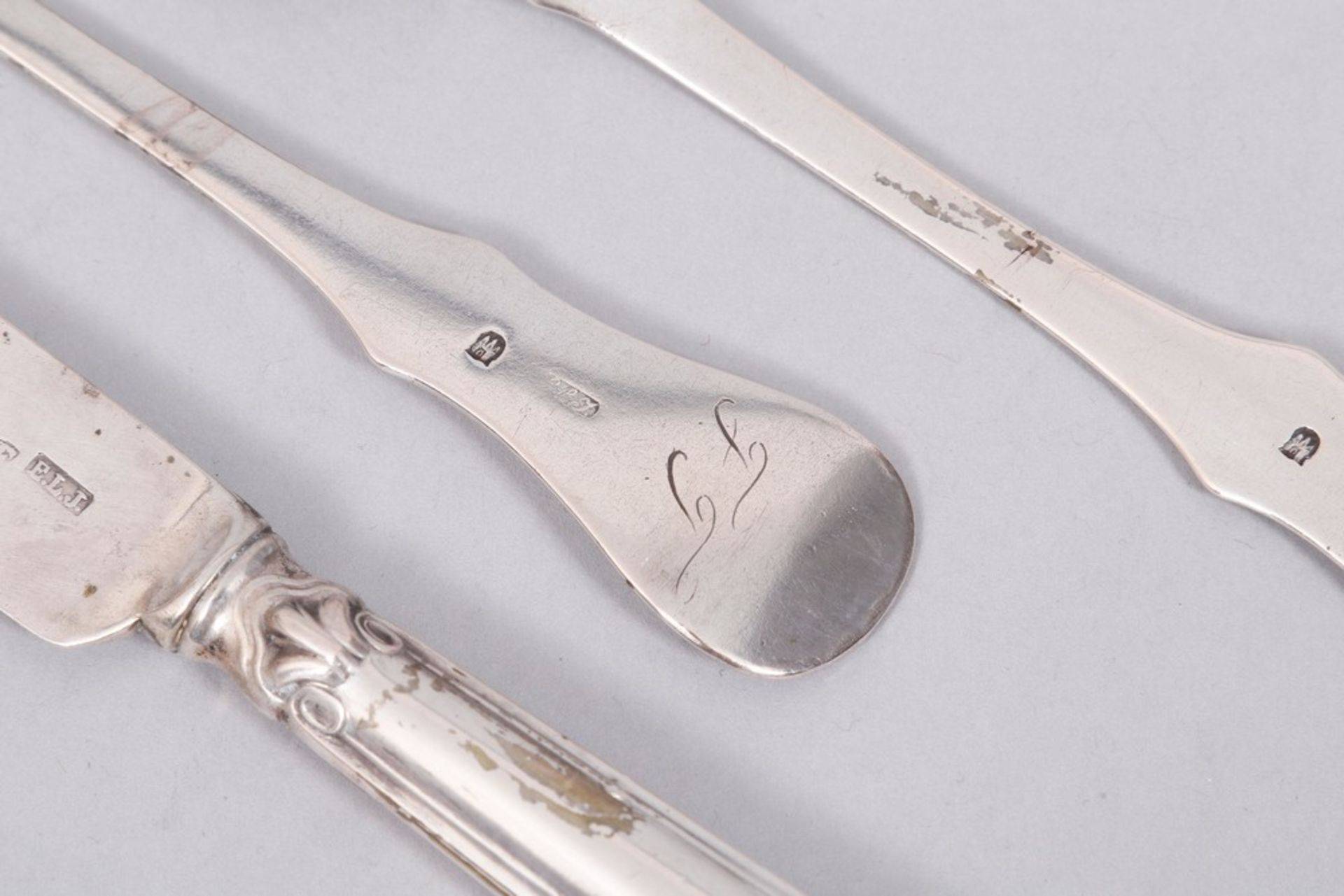 Small cutlery set, silver, Hamburg, 19th C., 3 pcs. - Image 5 of 5