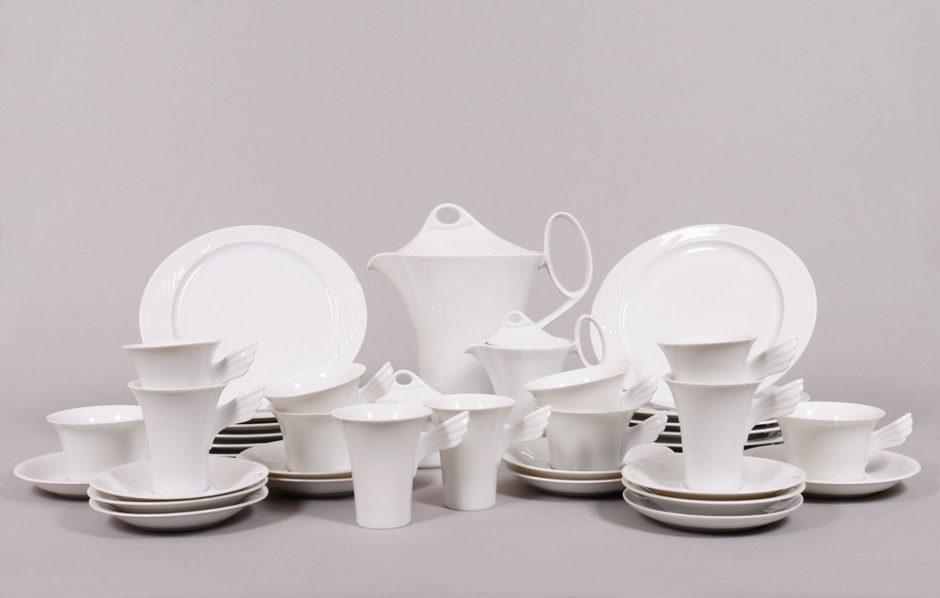 Coffee and tea service, "Mythos" shape, design Paul Wunderlich for Rosenthal, 2.H. 20th C., 27 pcs