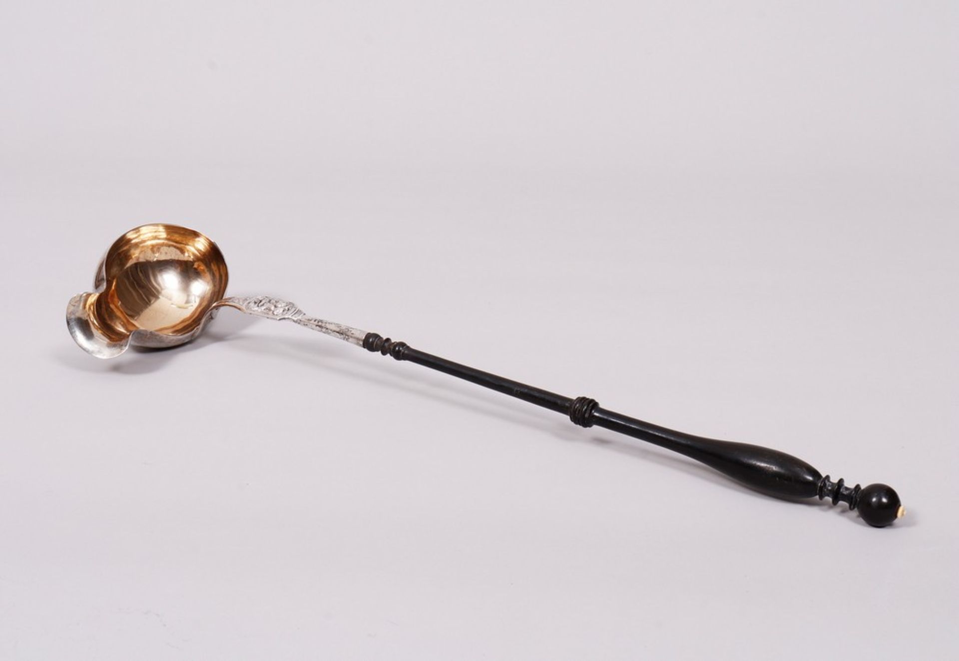 Biedermeier ladle, silver, partially gilt, Hamburg, 1st half 19th C.