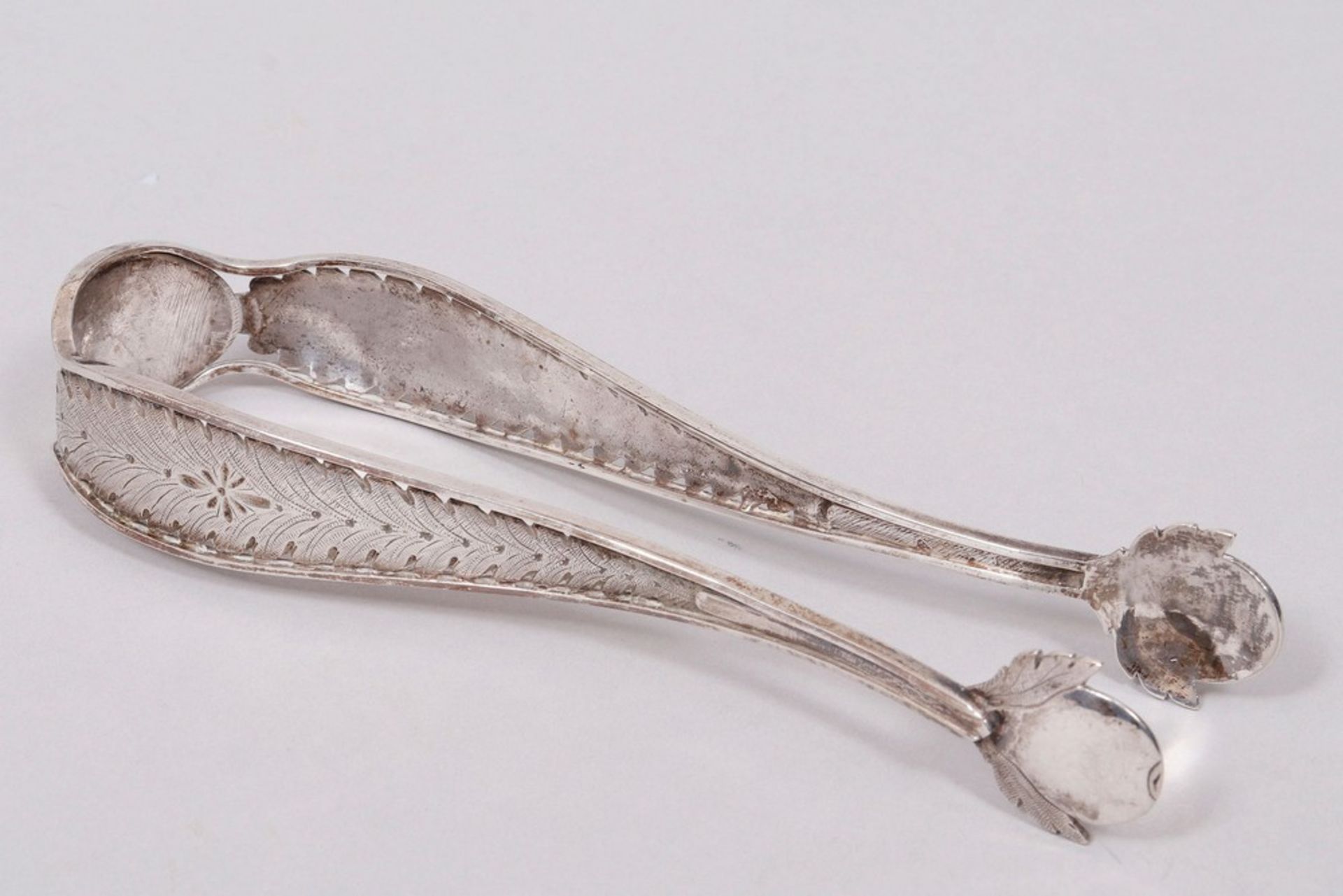 Empire sugar tongs, silver, probably German, c. 1800