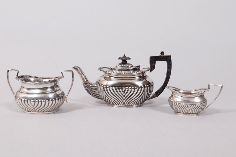 Tea set, 925 silver, James Dixon & Sons/Williams Ltd., Sheffield/Birmingham, c. 1904/9, 3 pcs.