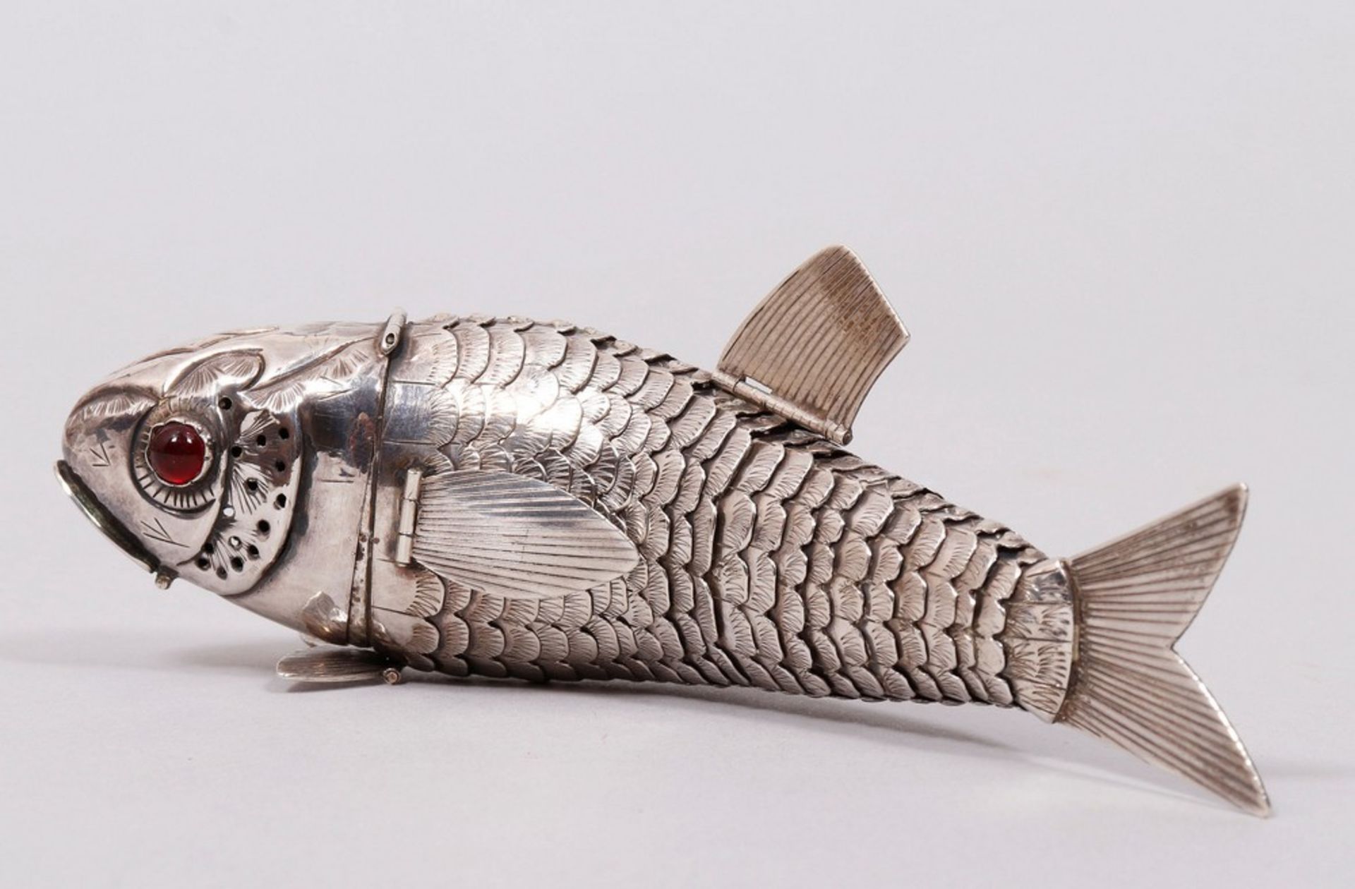 Besamim box in shape of a fish, 830 silver, probably Scandinavia, 19th C.