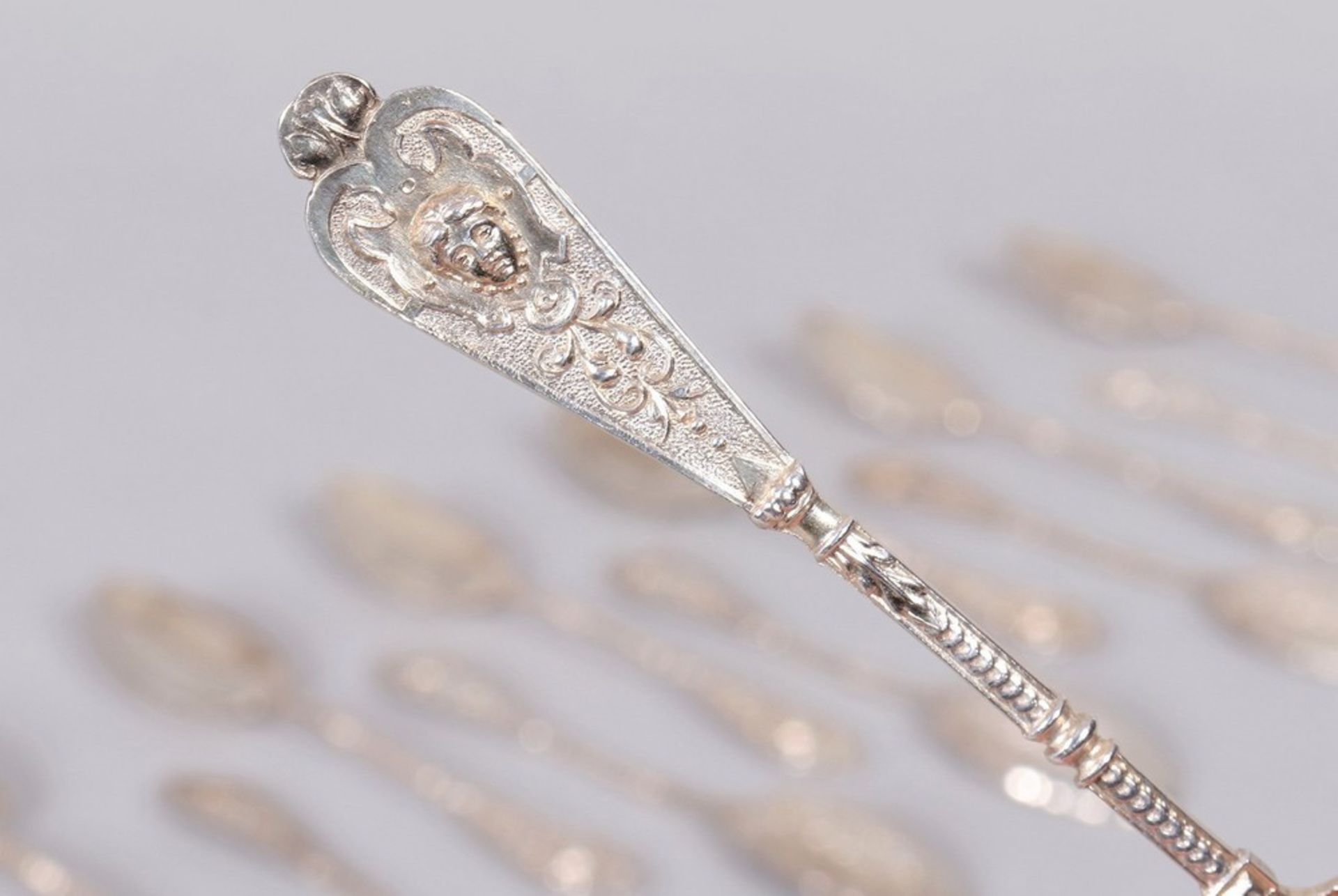 12 small historicism spoons, 800 silver, German, c. 1900 - Image 5 of 8