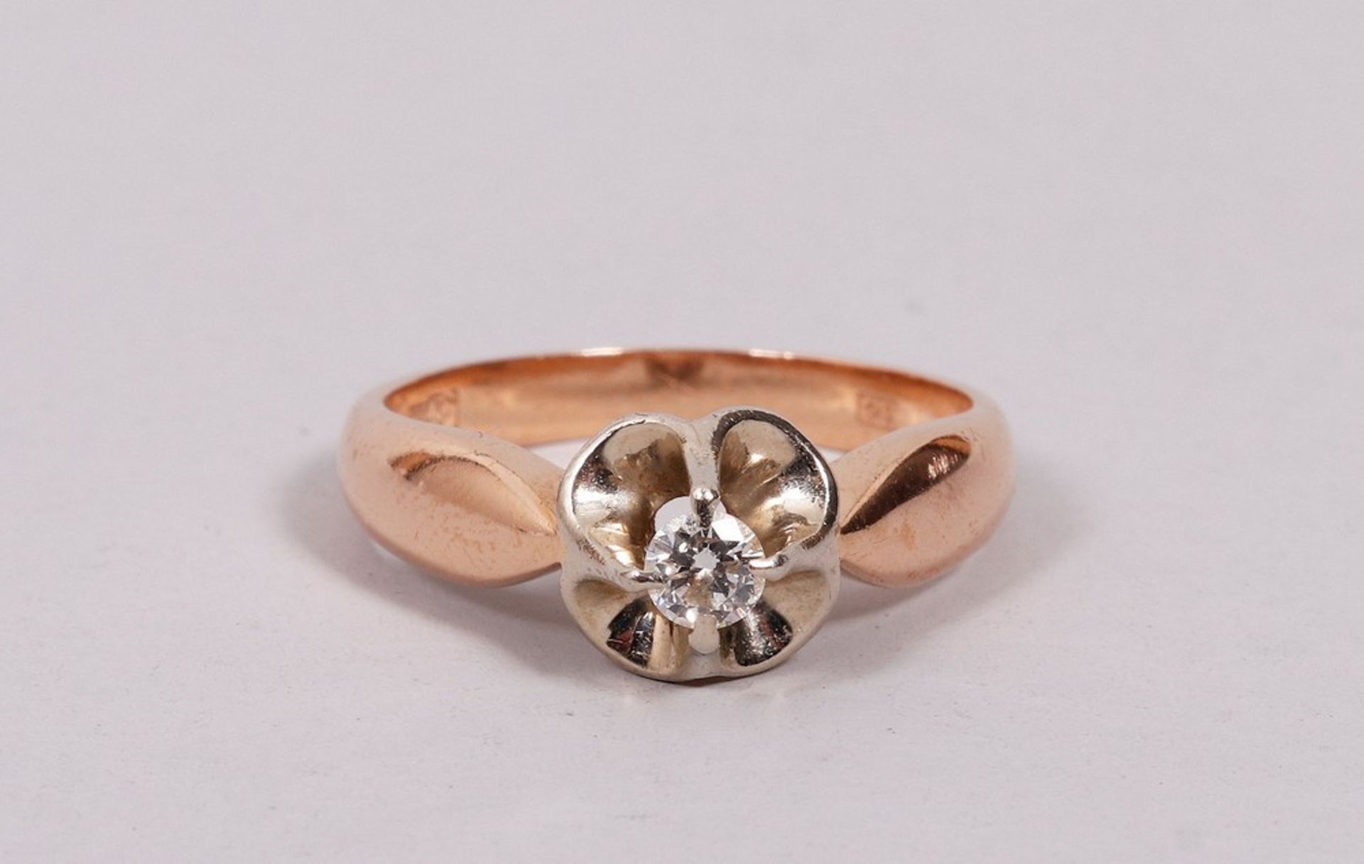 Solitaire ring made of red gold - Image 3 of 4