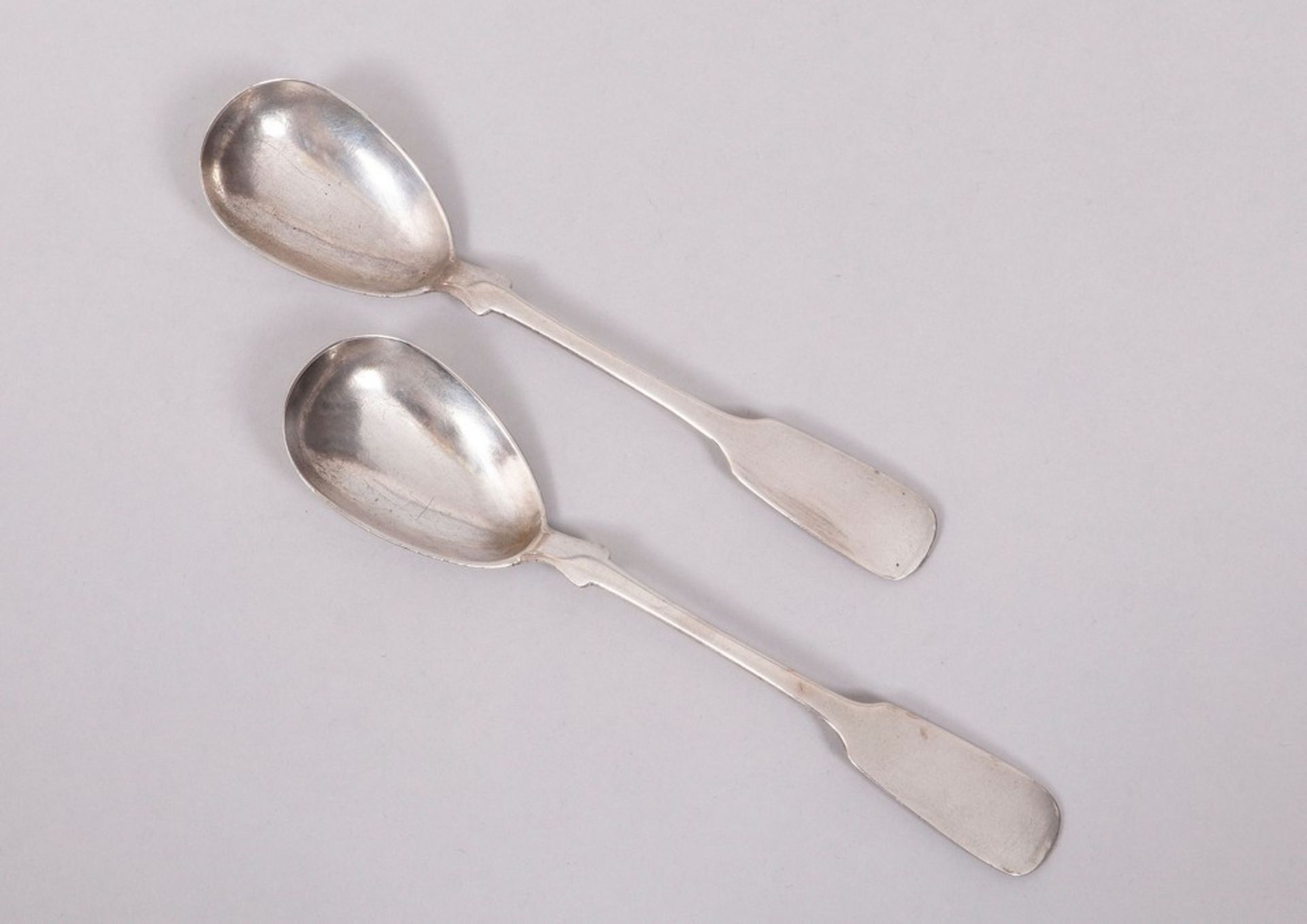 Pair of serving spoons, silver, probably Heinrich Nikolaus Lohmeyer, Bergedorf, 19th C.