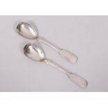 Pair of serving spoons, silver, probably Heinrich Nikolaus Lohmeyer, Bergedorf, 19th C.