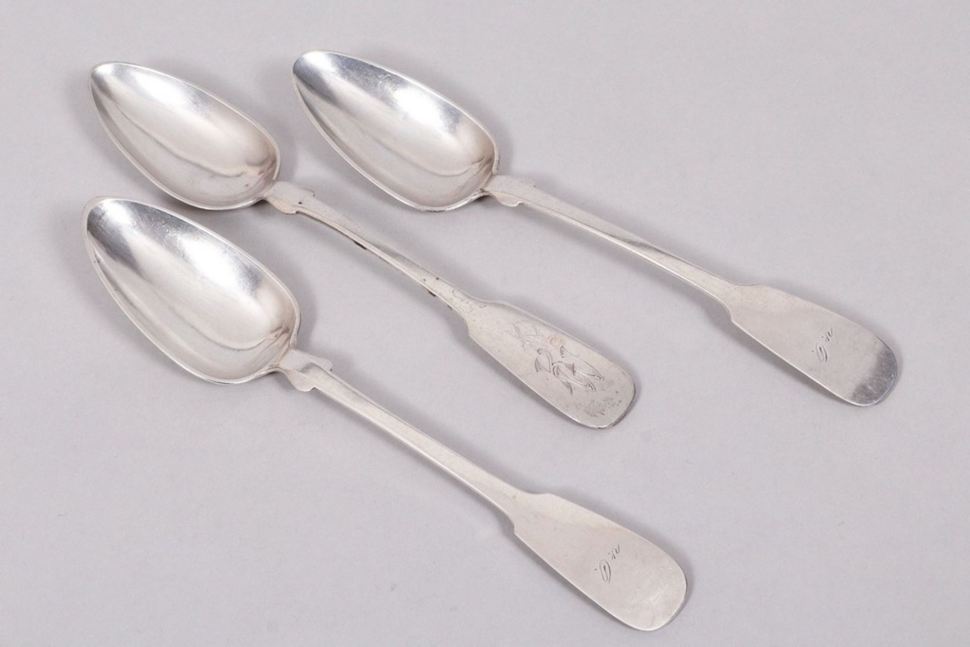 3 spoons, silver, Albert Picht et al., Berlin/Danzig, 18th/19th C.