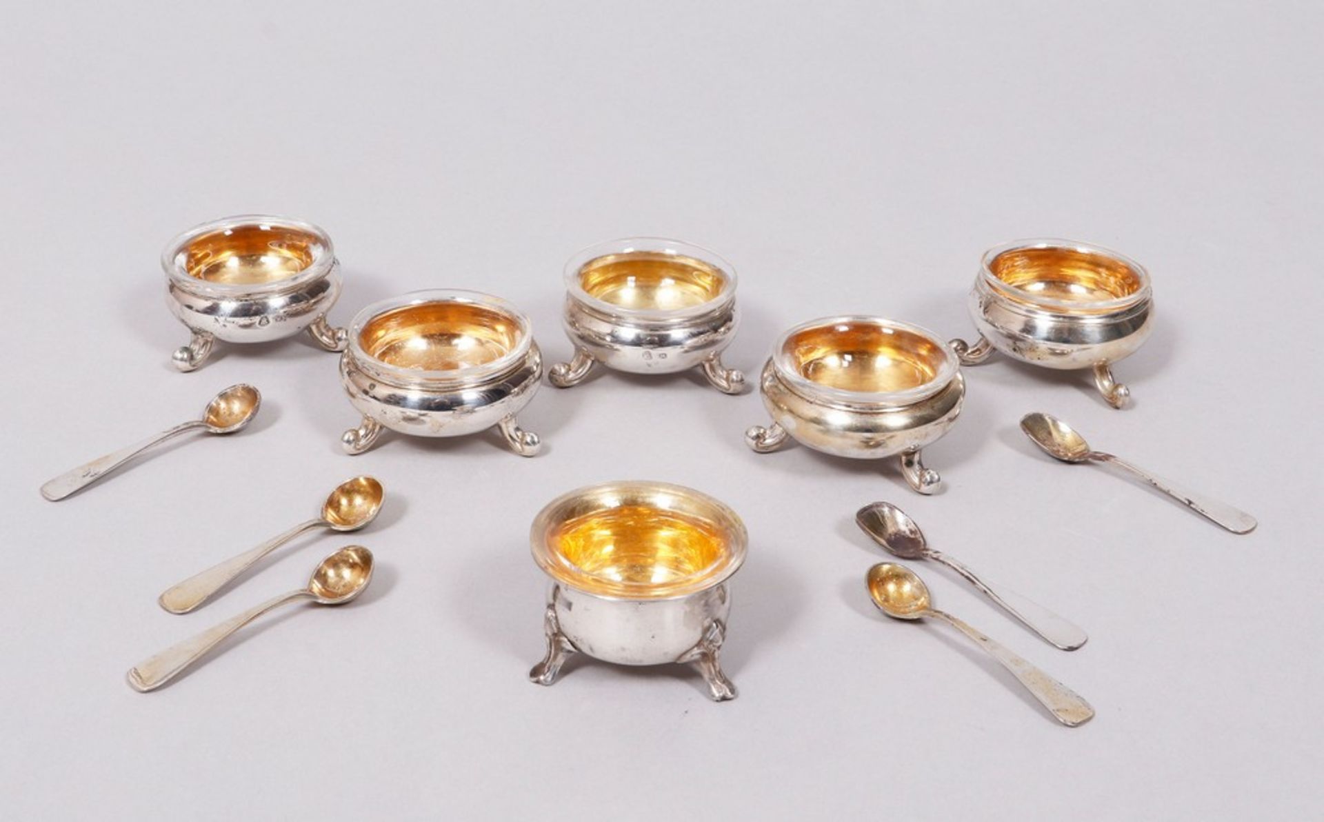 6 salt cellars, silver, probably Hamburg, 19th C. - Image 2 of 9