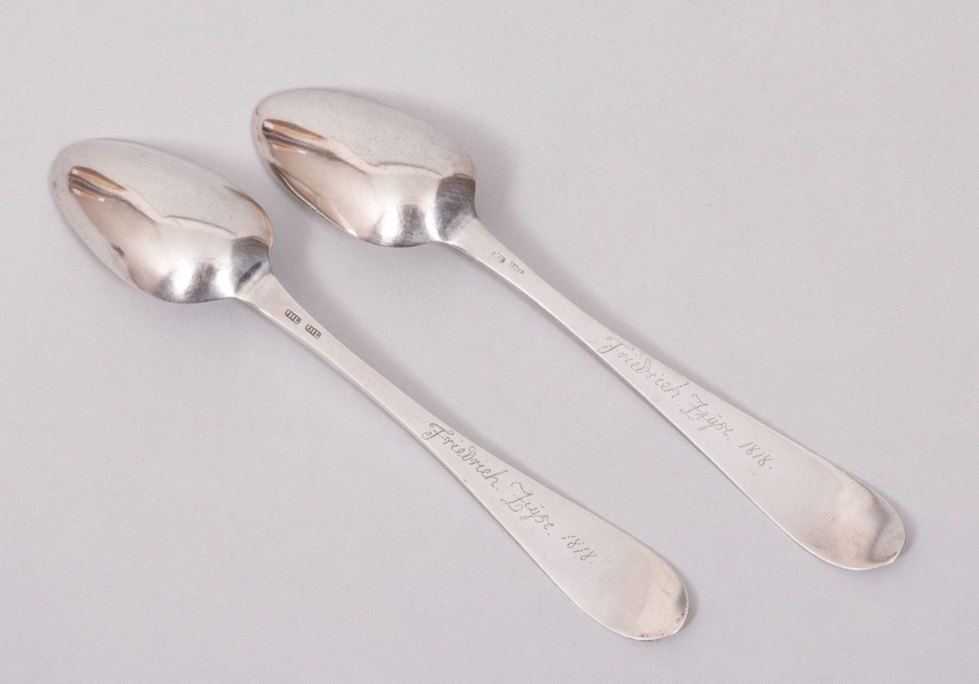 6 dining spoons, silver, German, c. 1800/10 - Image 4 of 7