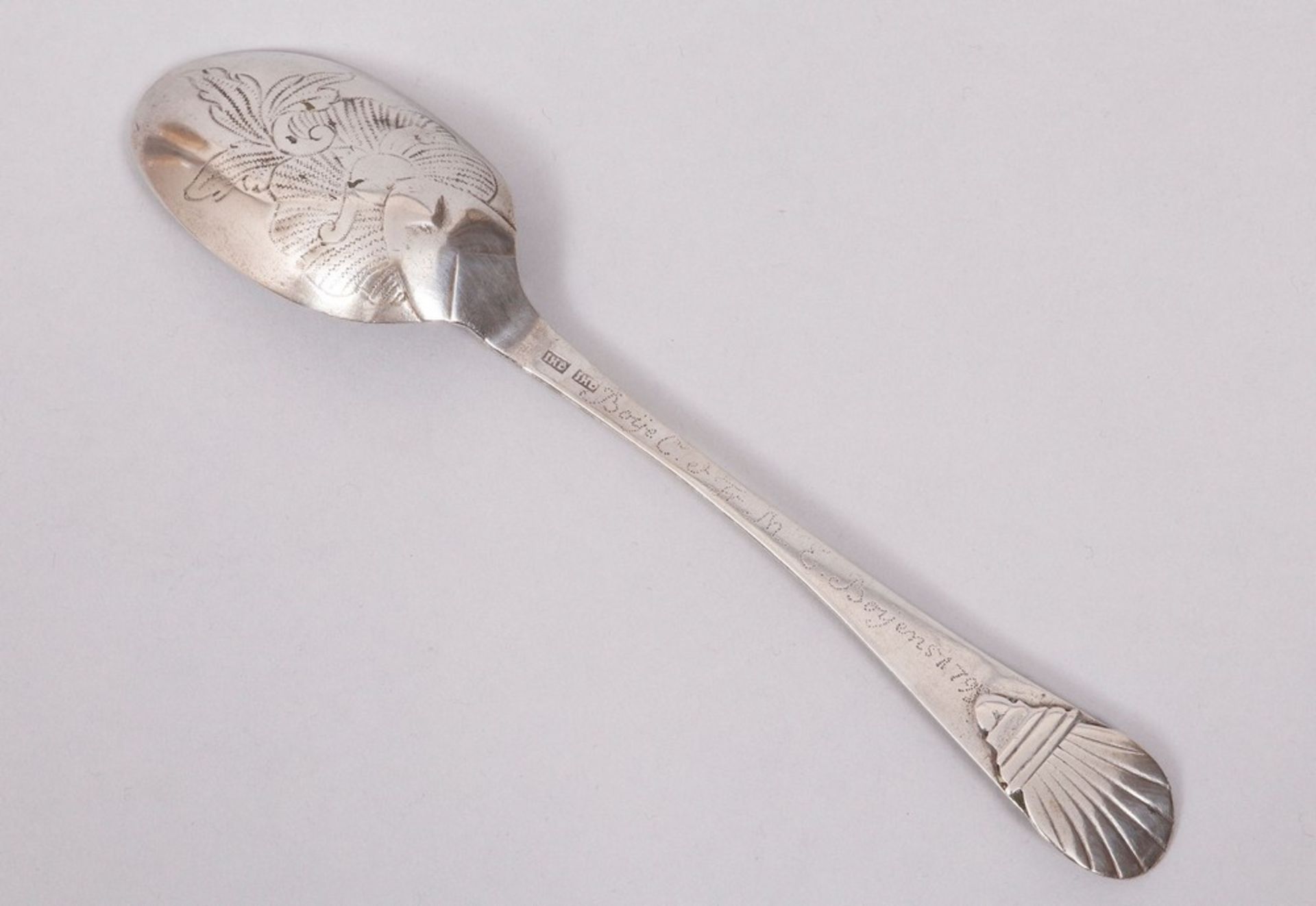 2 Baroque dining spoons, silver, probably North German, 18th C. - Image 7 of 9