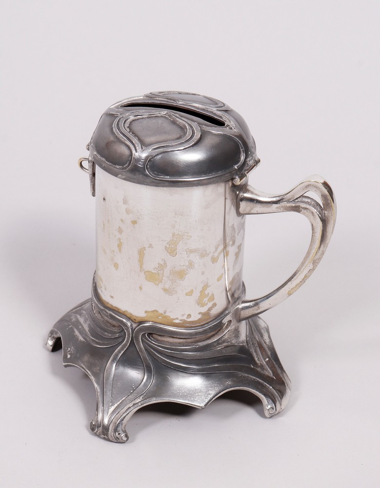 Art Nouveau money box, silver-plated, German, c. 1900 - Image 2 of 3