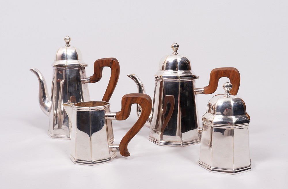 Coffee/tea set, 800 silver, Padua, Italy, 2nd H. 20th C., 4 pcs.