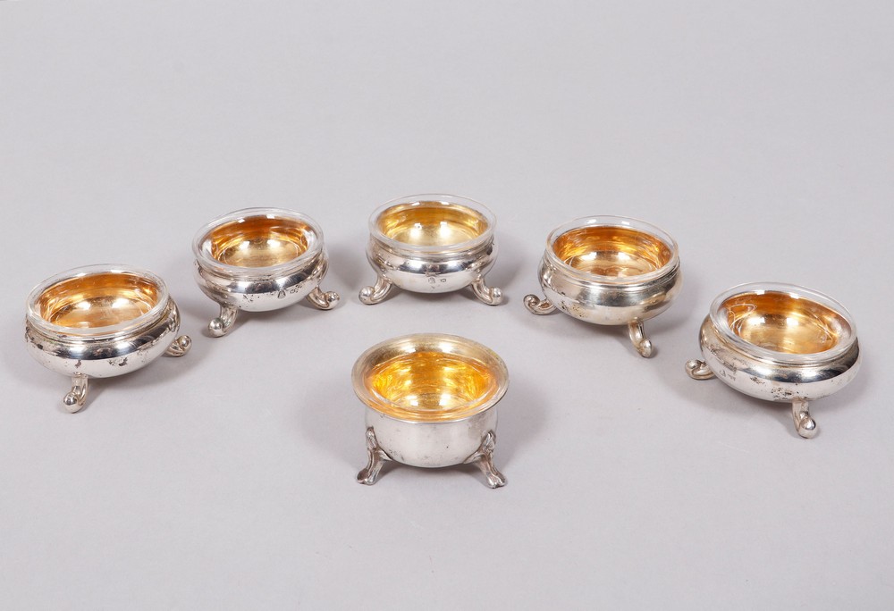 6 salt cellars, silver, probably Hamburg, 19th C. - Image 4 of 9