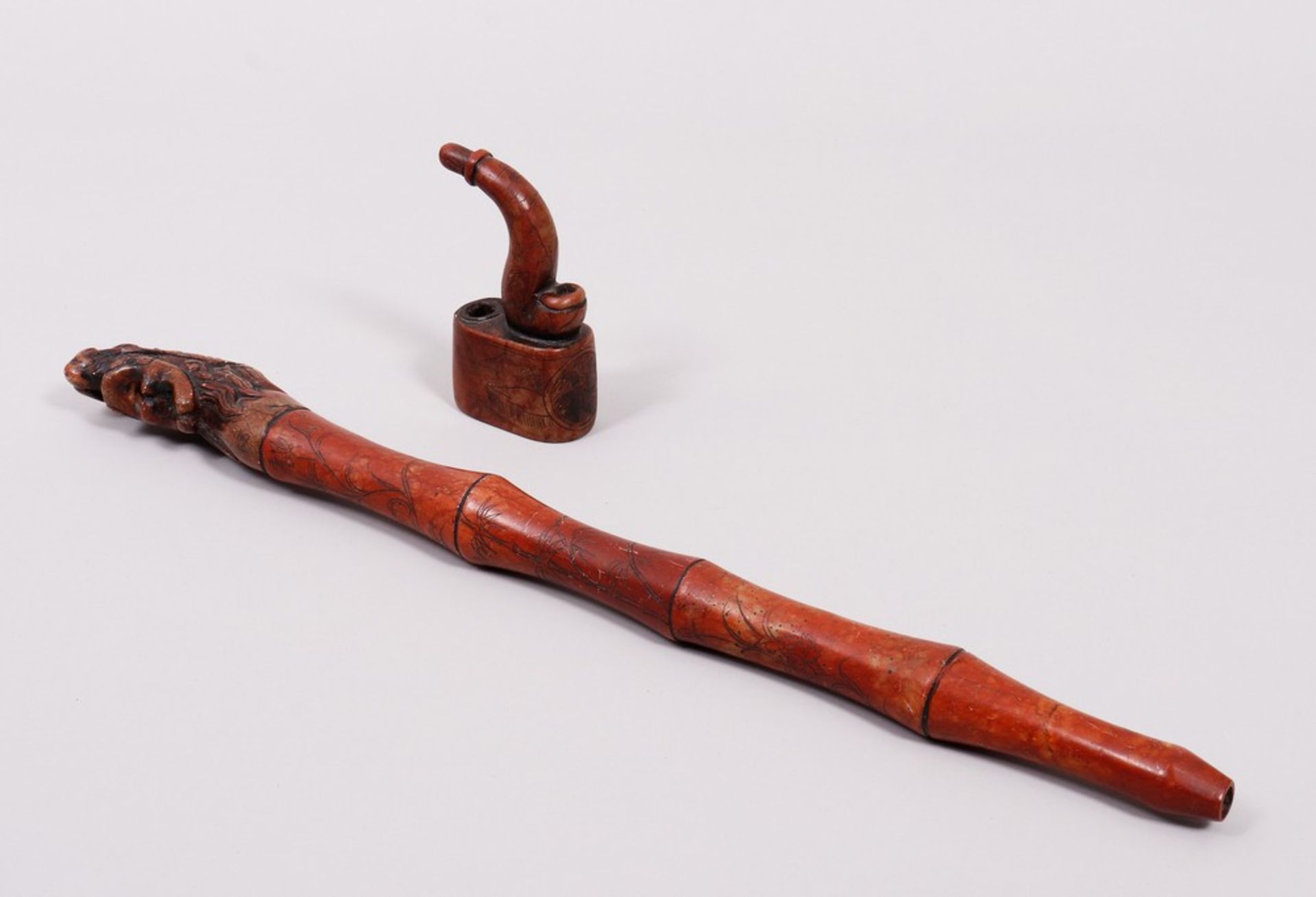 2 opium pipes, China, 20th C.