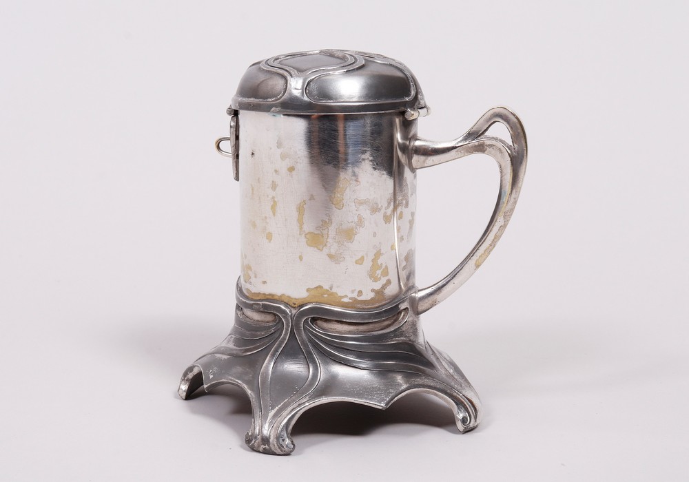 Art Nouveau money box, silver-plated, German, c. 1900