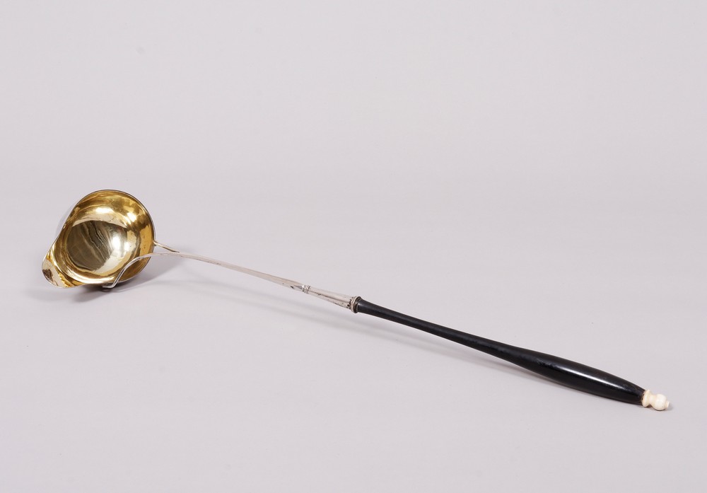 Biedermeier ladle, silver, partially gilt, probably German, mid-19th C.