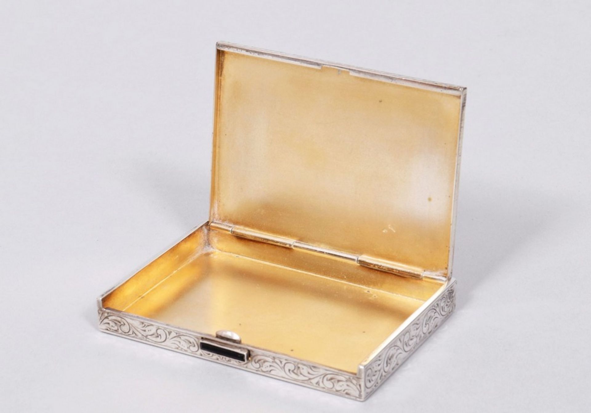 Visitenkartenetui, 835er Silber, partiell vergoldet, wohl Frankreich, 1920er Jahre  rechteckige For - Bild 3 aus 4