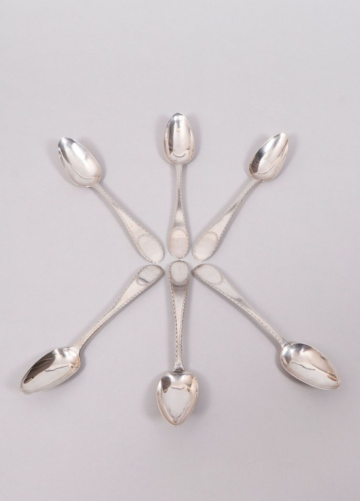 6 dining spoons, silver, German, c. 1800/10