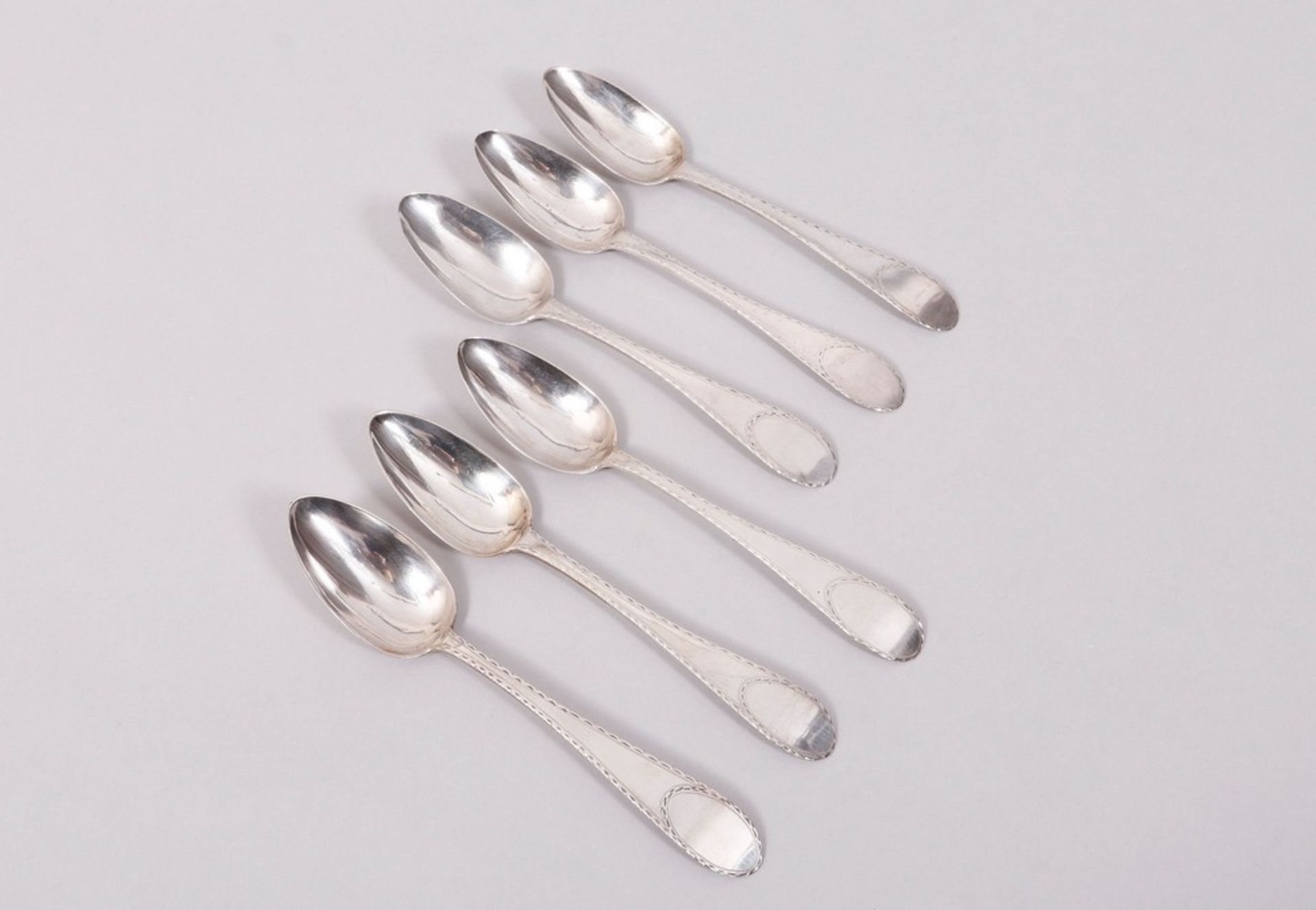 6 dining spoons, silver, German, c. 1800/10 - Image 2 of 7