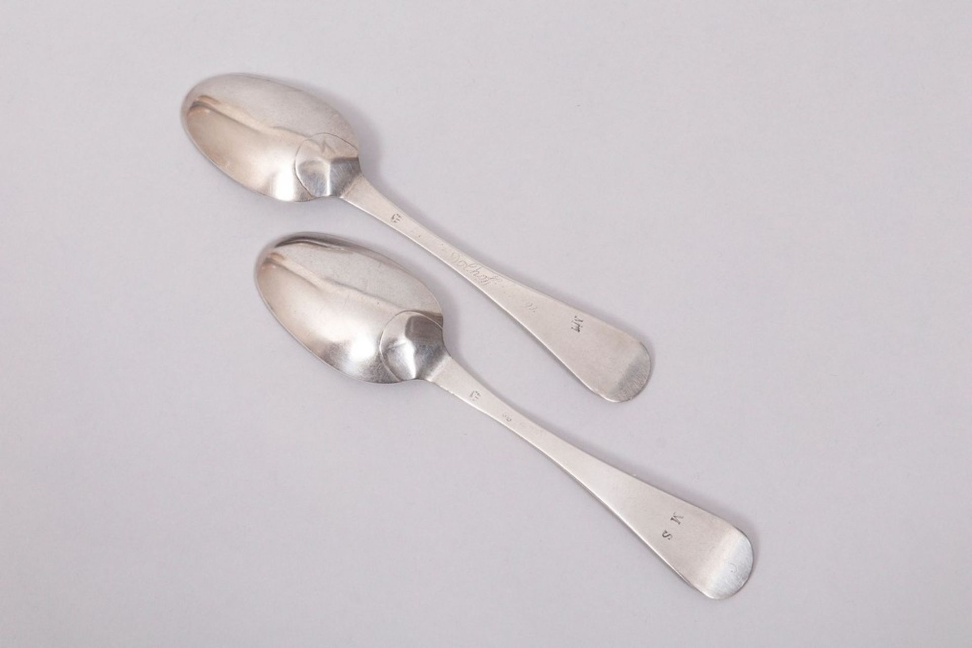 Pair of dining spoons, silver, Wismar, late 18th century/1800 - Image 2 of 4