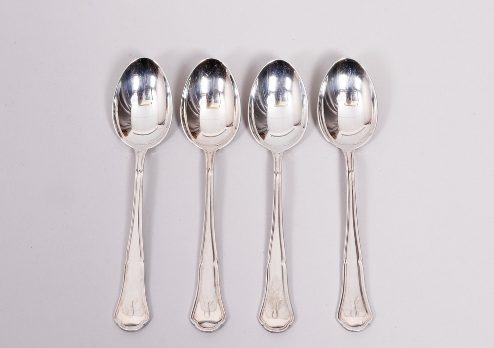 4 mocha spoons, 800 silver, Treviso, Italy, 2nd H. 20th C. - Image 2 of 3