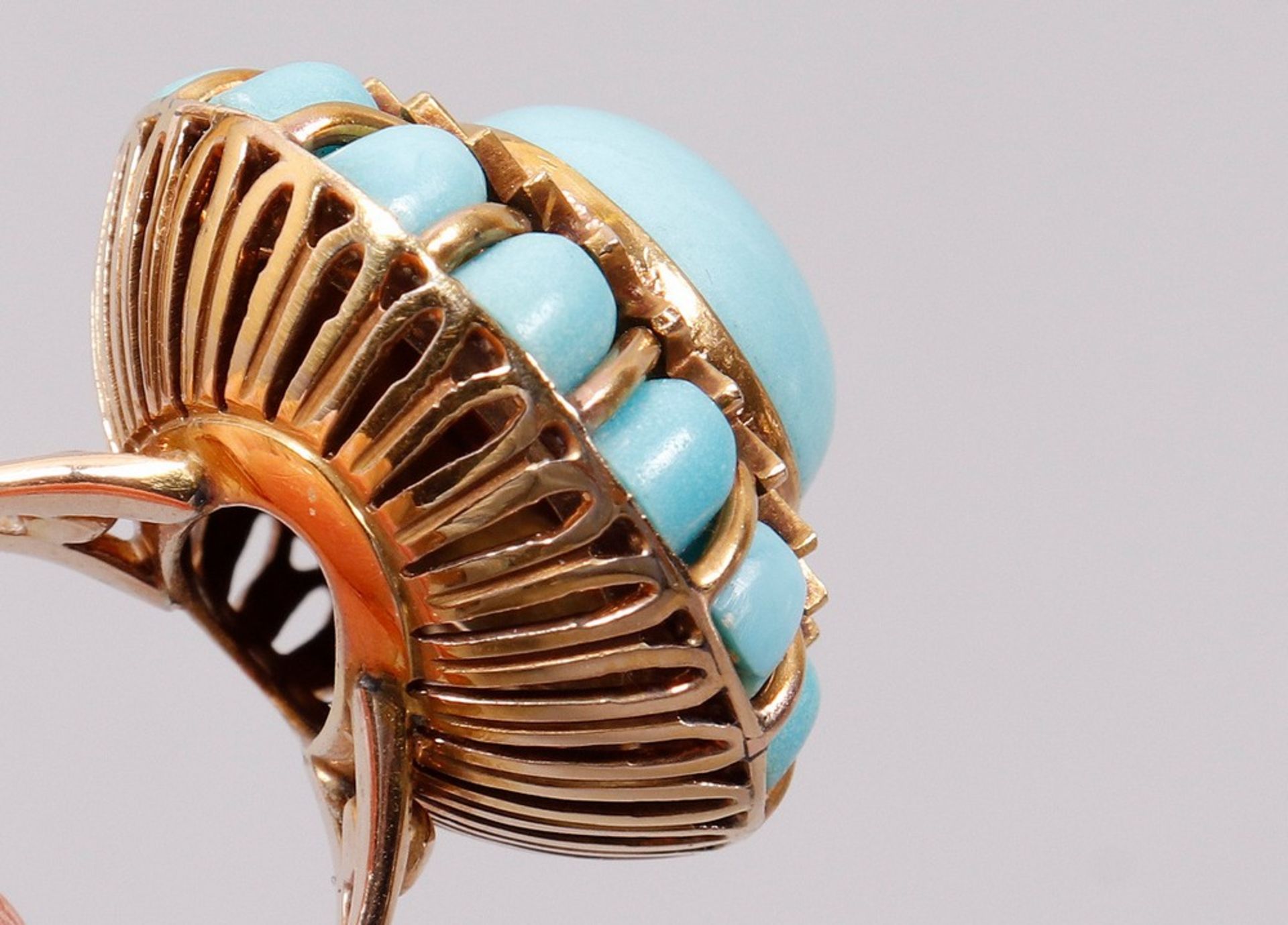 Antique ring with probably Iranian turquoise, 585 gold - Image 4 of 5