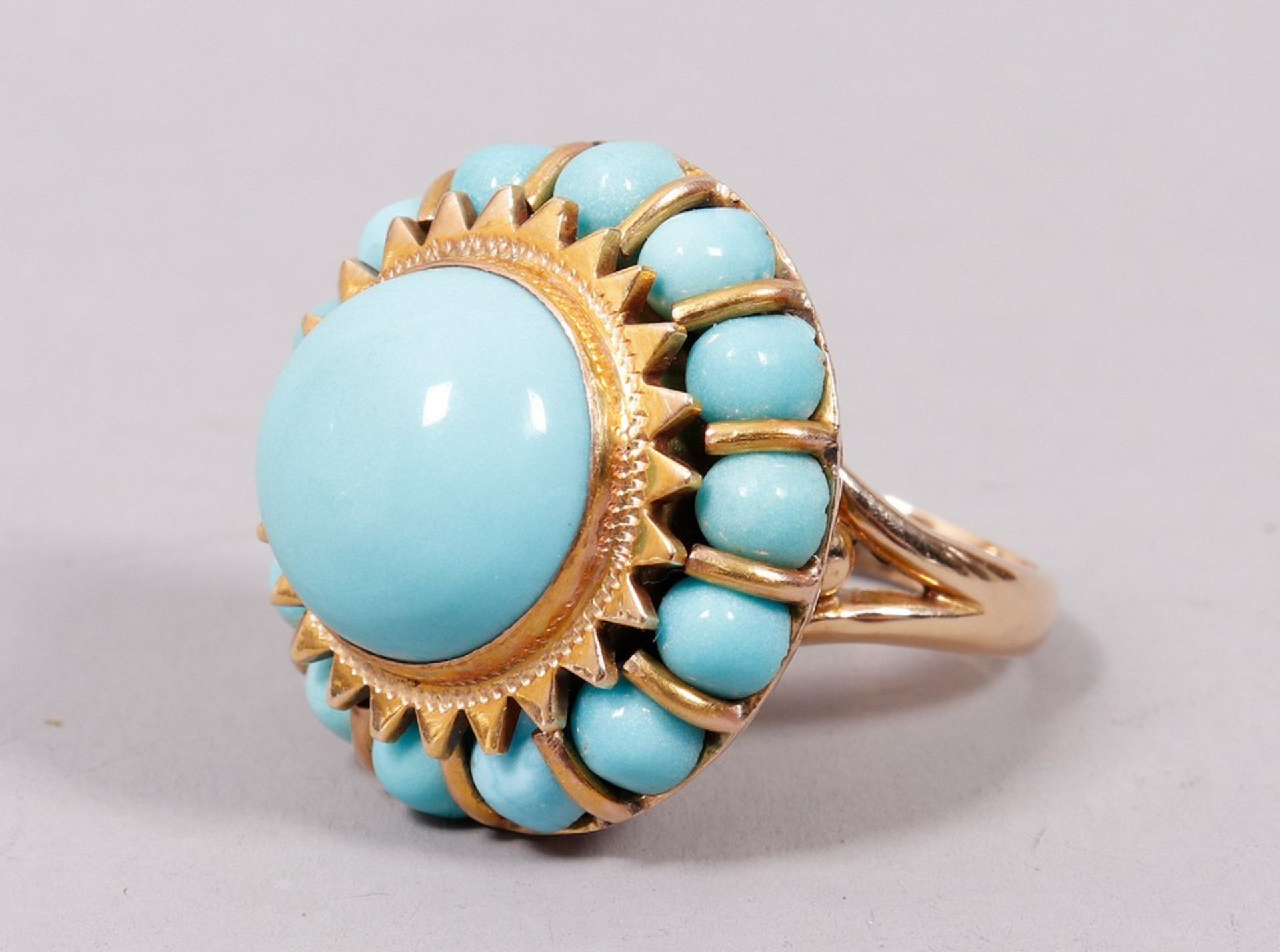 Antique ring with probably Iranian turquoise, 585 gold - Image 3 of 5