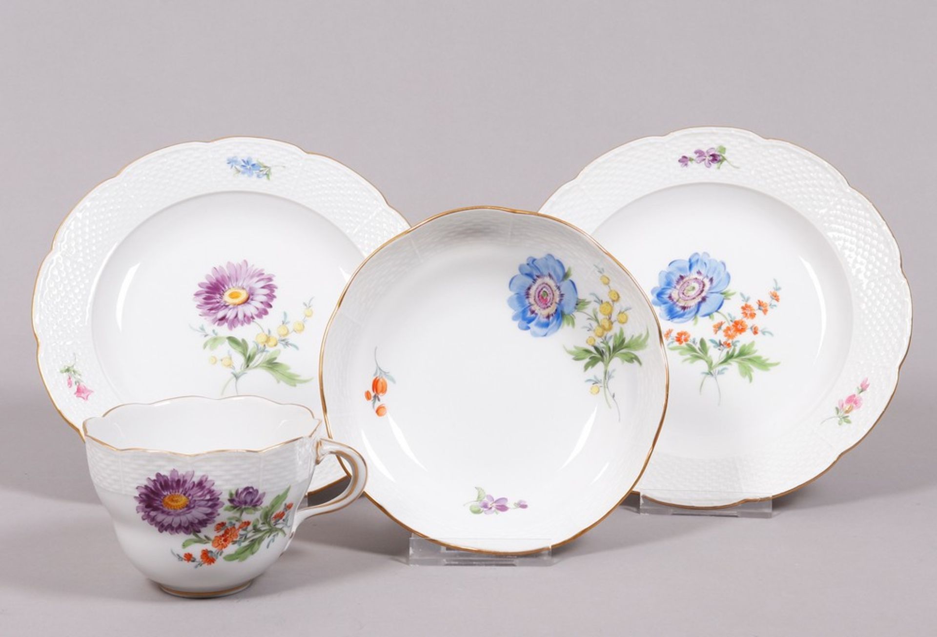 part coffee service for 6 people, Meissen, shape "Neuer Ausschnitt/Altozier", decor "Deutsche Blume - Image 6 of 8