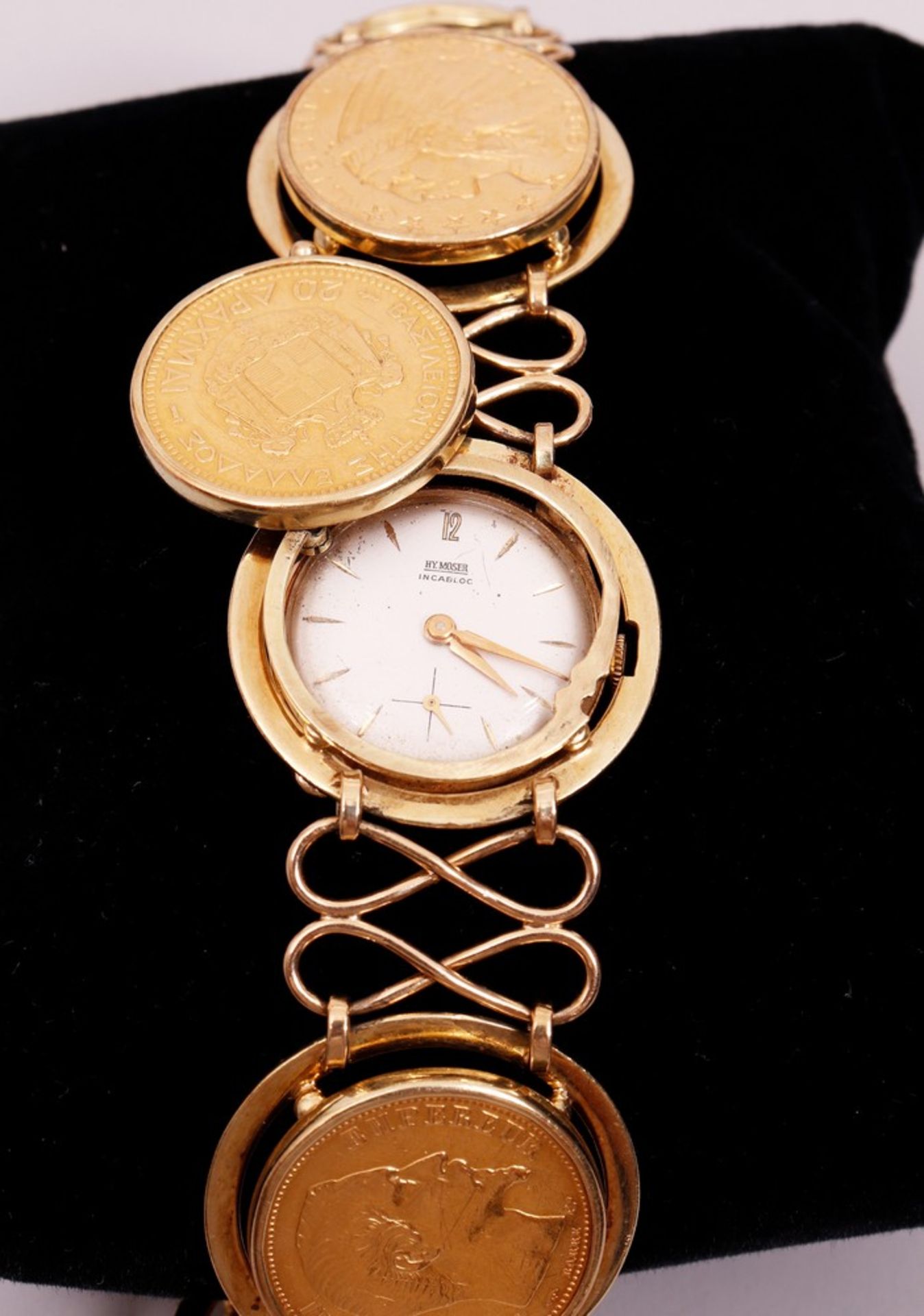 Wristwatch, 585/900 gold, HY Moser (Henry Moser), Switzerland, 1960s, "Incabloc" model