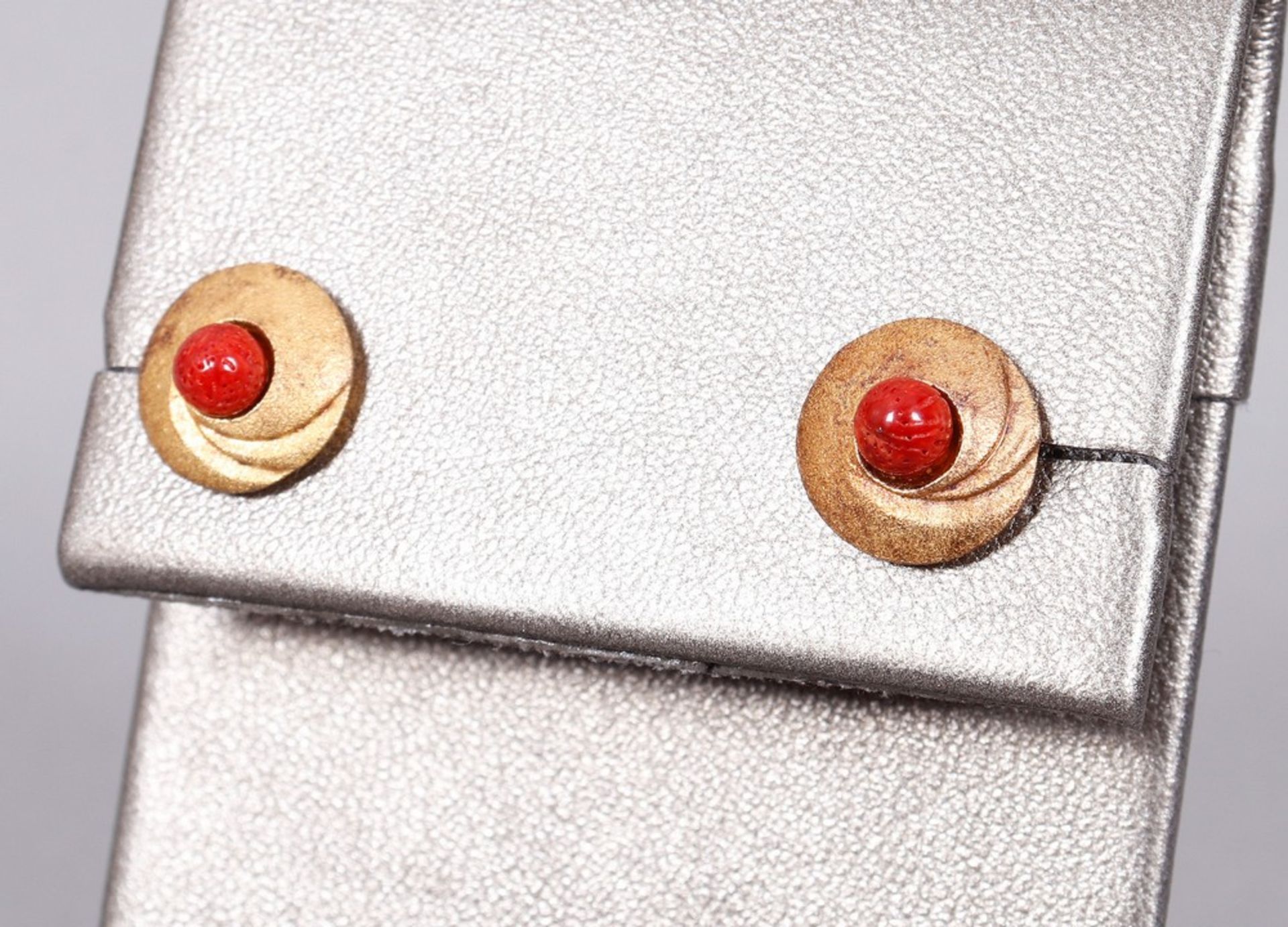 Pair of mid-century ear studs, 925 silver, gold-plated, c. 1950