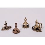 Mixed lot of Tilaka body stamps, brass/bronze, India, around 1900/20, 4 pieces