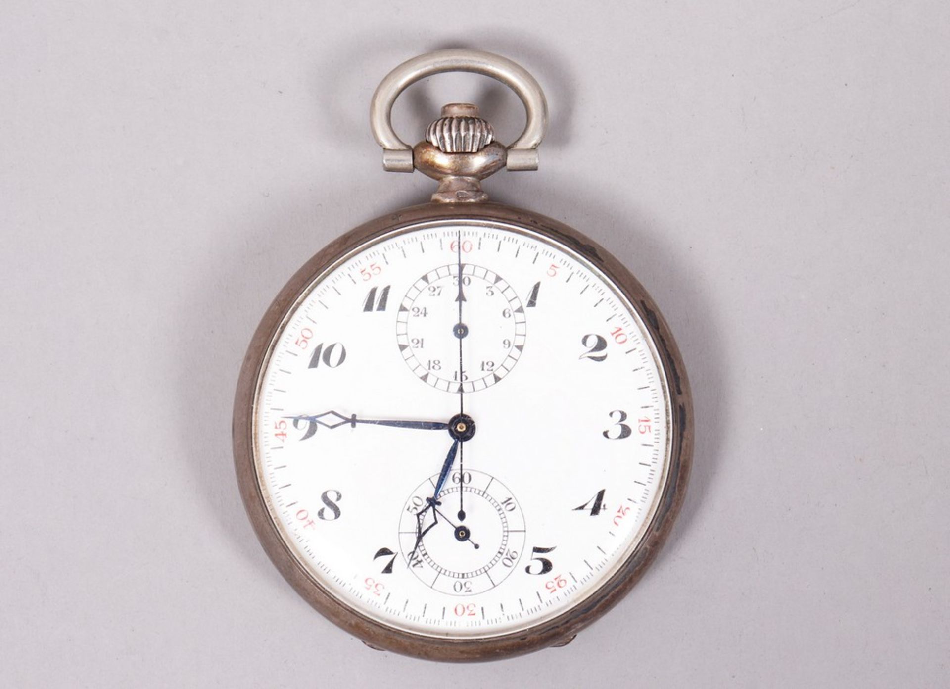 Pocket watch with artillery stopwatch, 800 silver