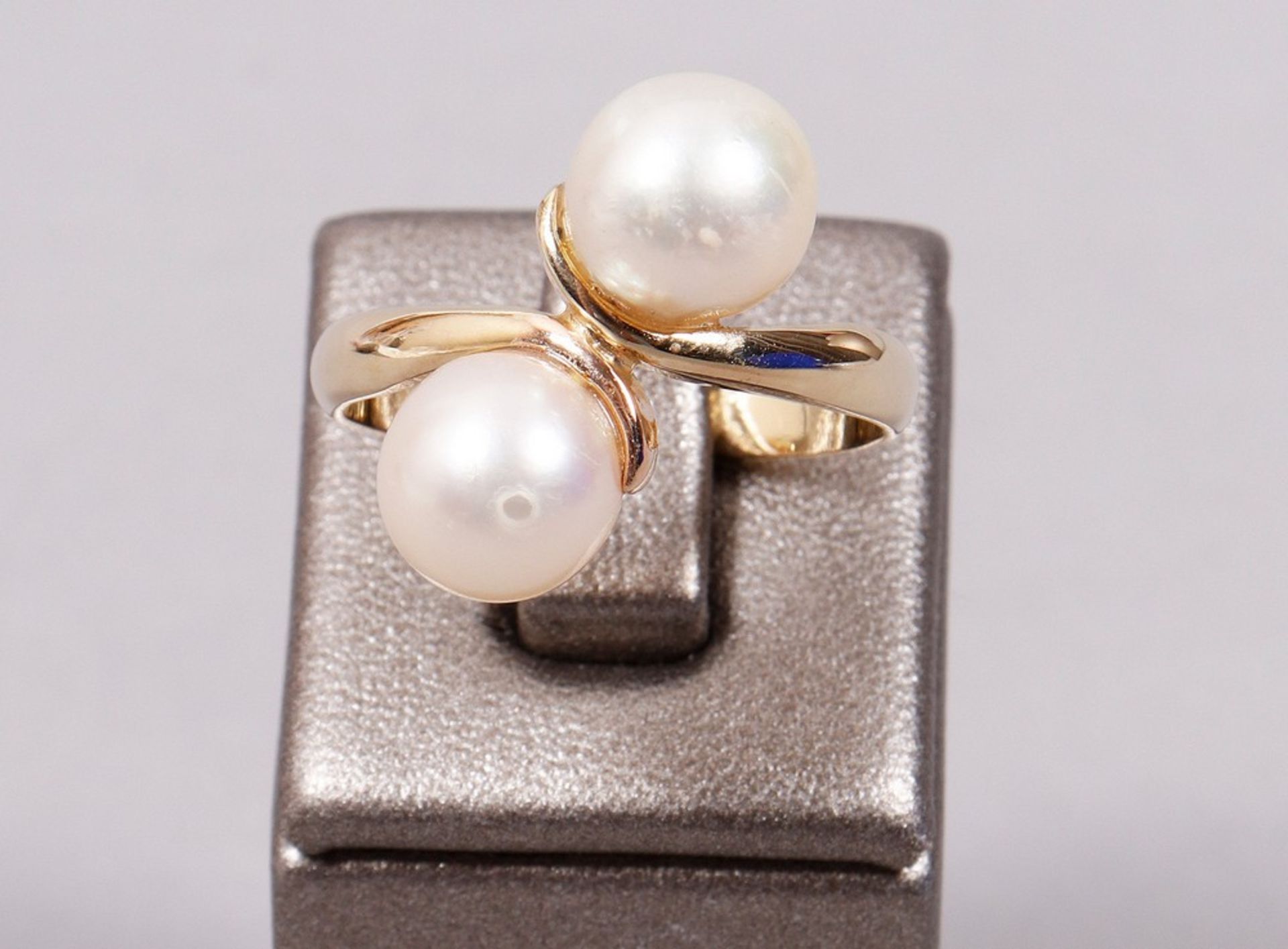 Pearl ring, 585 yellow gold, 20th C. - Image 2 of 4