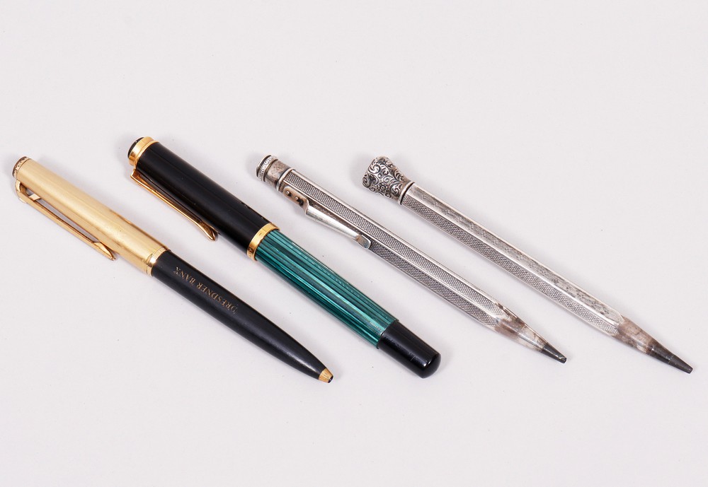 Mixed lot of writing implements, Montblanc/Pelikan and others, 20th C., 4 pieces