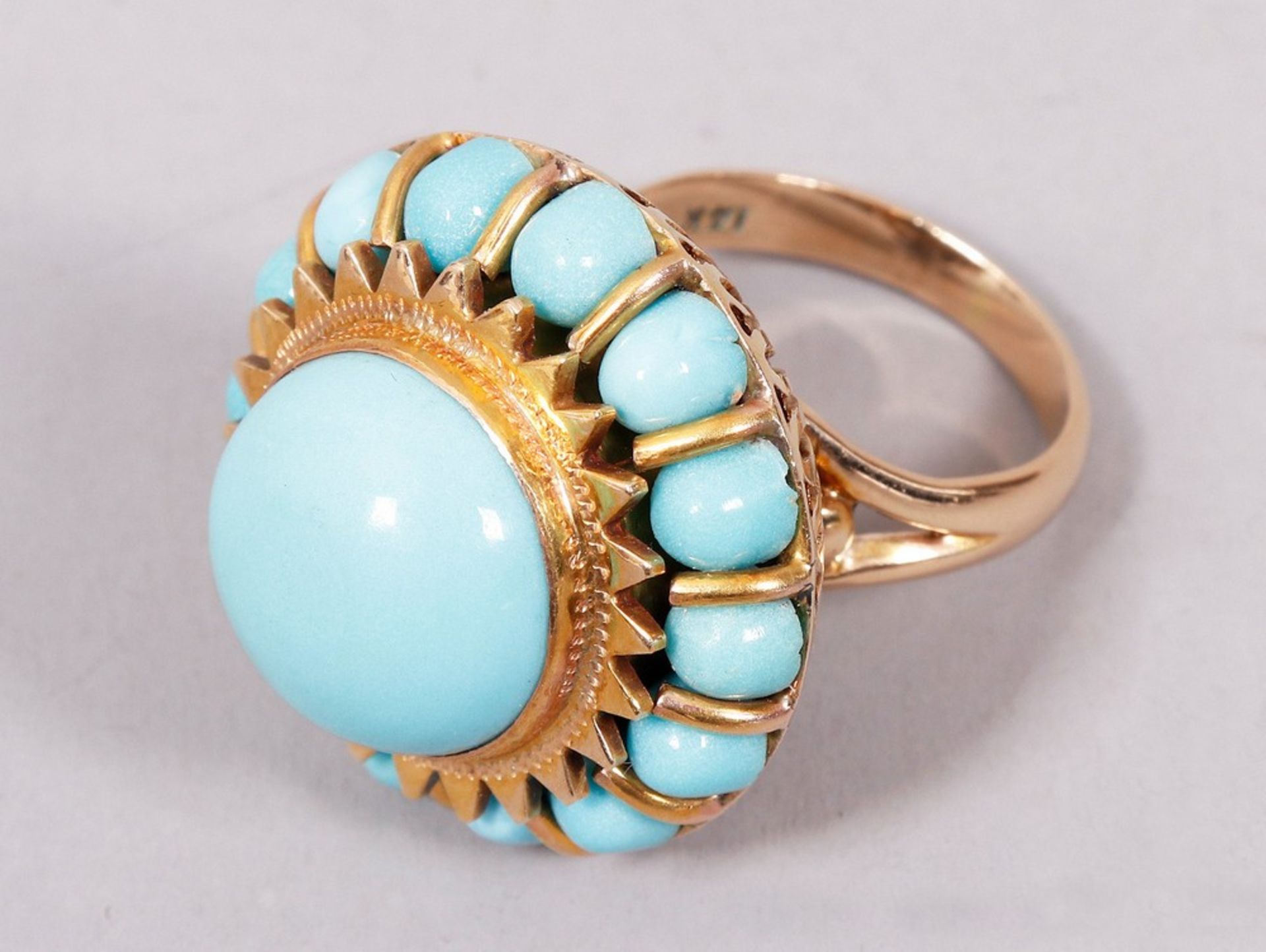 Antique ring with probably Iranian turquoise, 585 gold