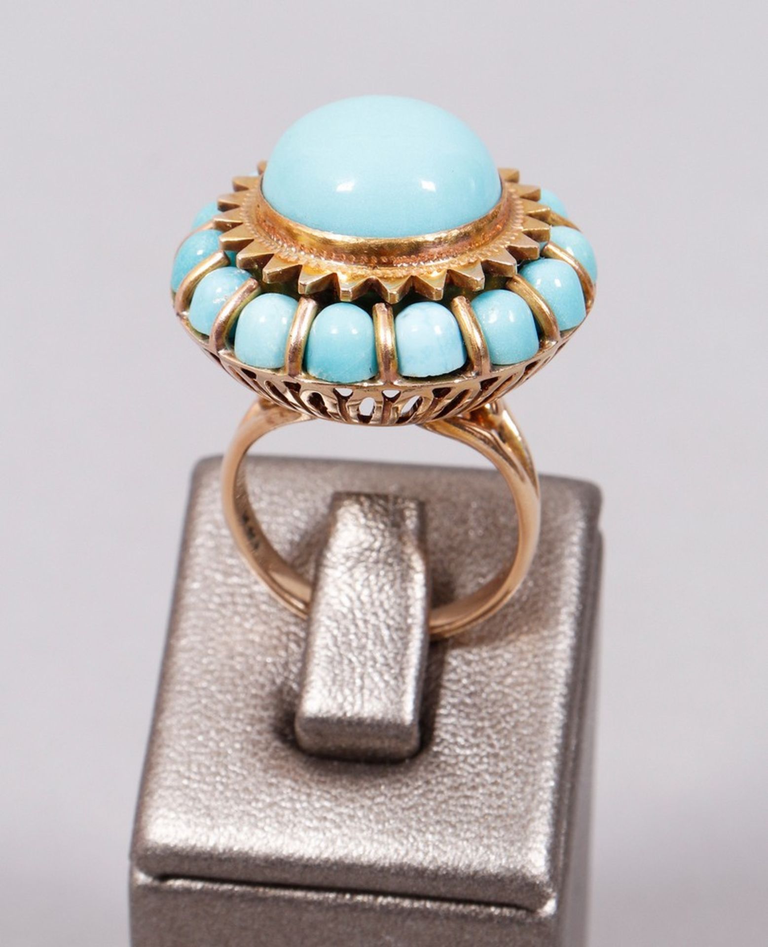 Antique ring with probably Iranian turquoise, 585 gold - Image 2 of 5