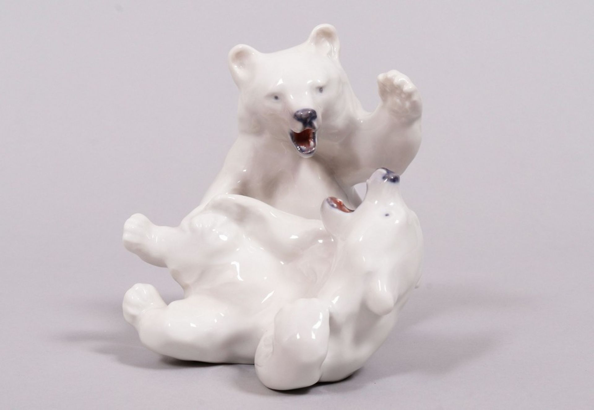 Two playing polar bears, design Knud Kyhn (1880-1969) for Royal Copenhagen, c. 1975/79