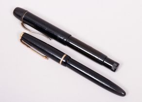 2 fountain pens, Parker, England/Tasano, Nuremberg, middle/2nd. Half 20th C.