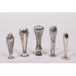 Mixed lot of Art Nouveau signets, silver-plated/silver, probably German, c. 1900, 5 pcs.