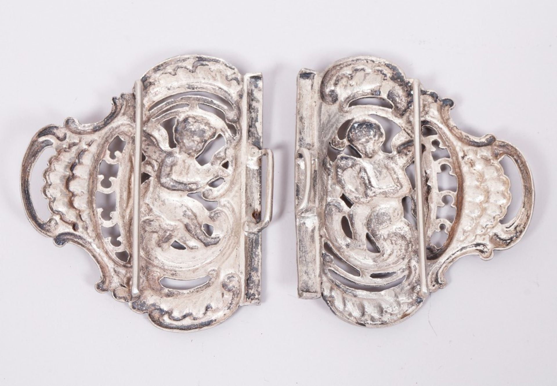 Historismus-Gürtelschnalle, 800er Silber, deutsch, um 1900  - Bild 3 aus 3