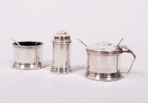 Condiment-Set in Box, 925er Silber, Deakin & Francis Ltd, Birmingham, um 1937-39, 5-tlg.