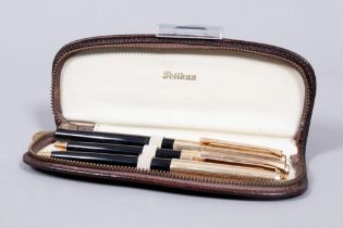 Writing set, Pelikan, series "30 Rolled Gold", 2nd half 20th C., 3 pieces